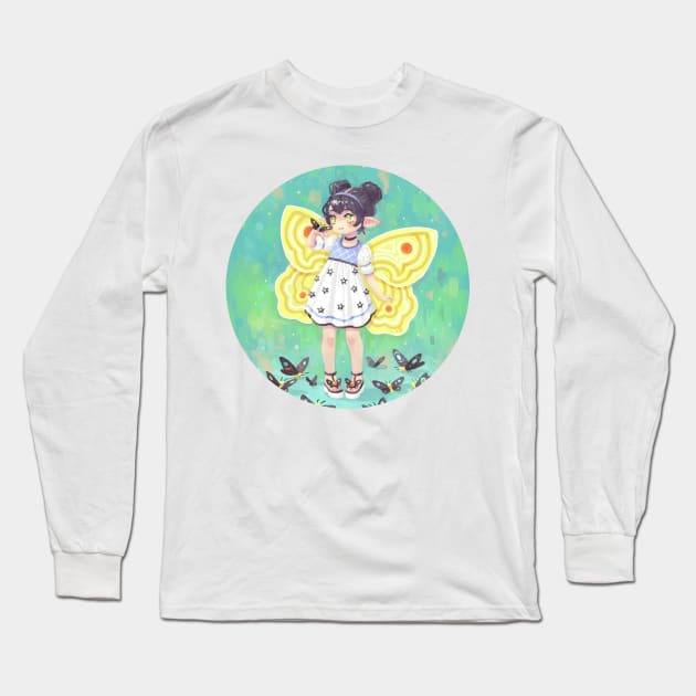 Butterfly Girl Long Sleeve T-Shirt by Freeminds